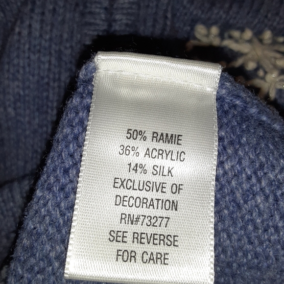 Snowflake Full Zip Cardigan, Sz Large, Blue - Picture 6 of 8